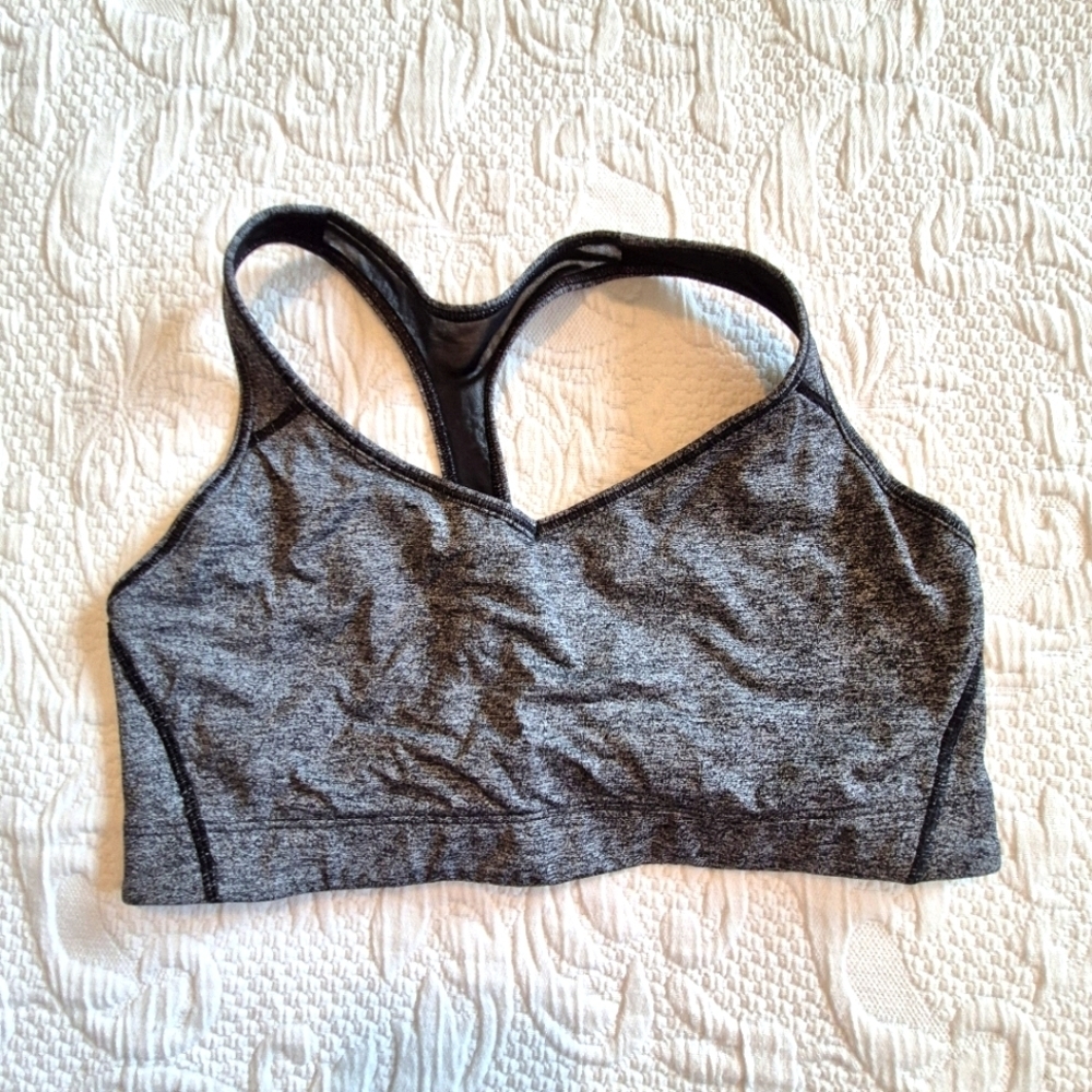 Victoria's Secret women's size Large gray & black sports bra VGUC